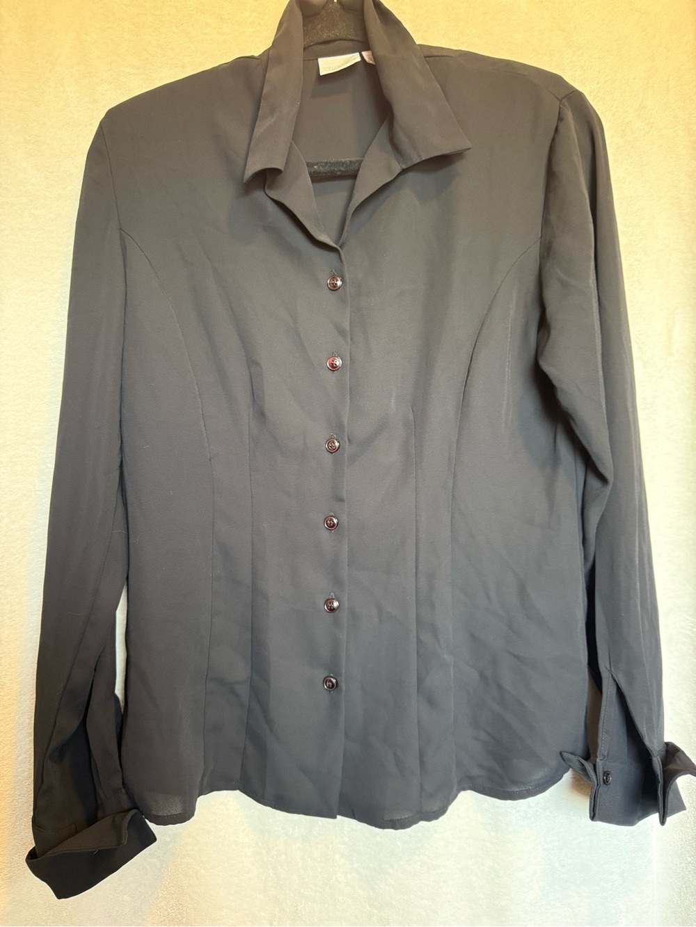 Studio C Black Lightweight Long Sleeve Buttoned Down Blouse